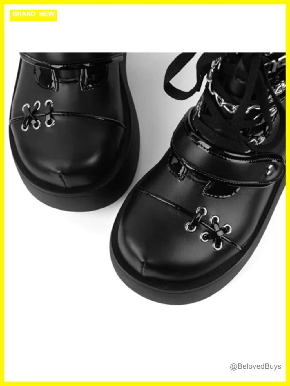 Platform Ankle Boots for Women Wedge Goth Round Toe Chunky Heel Faux Leather Zip